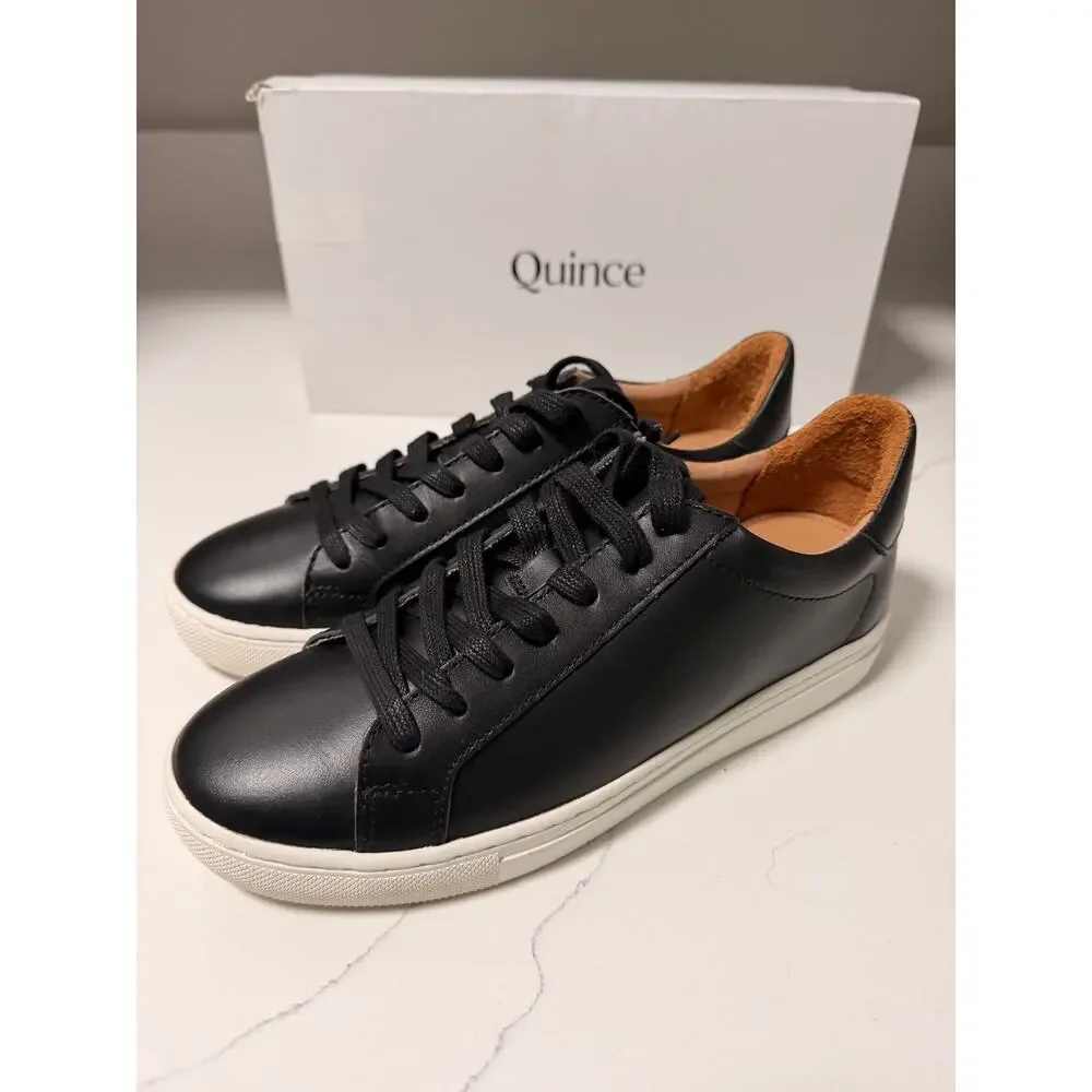 Quince 100% Leather Everyday Sneakers Black Women’s 7.5 - NIB